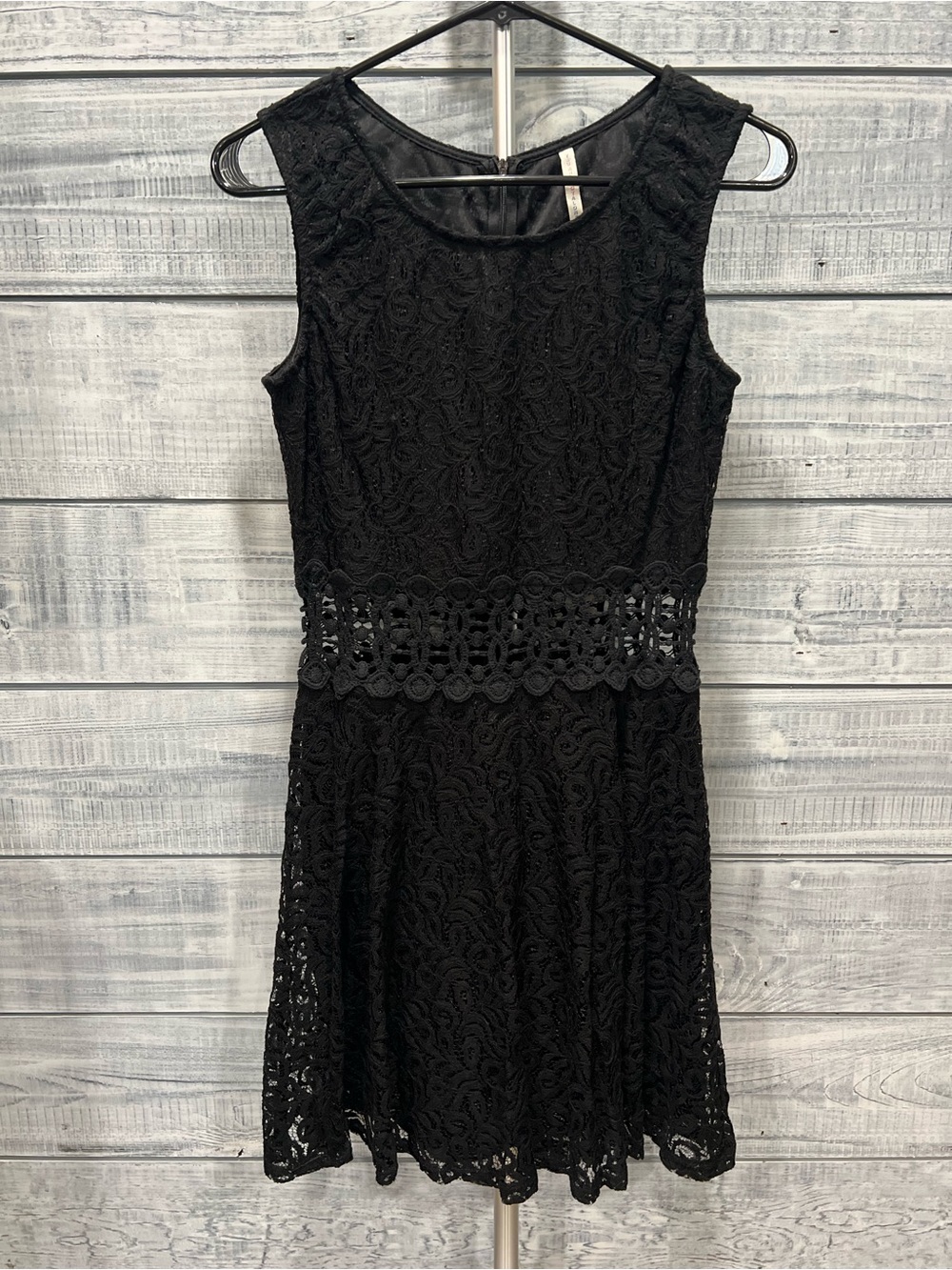 You are not alone Sleeveless Black Lace Fit & Flare Dress with Crochet waist